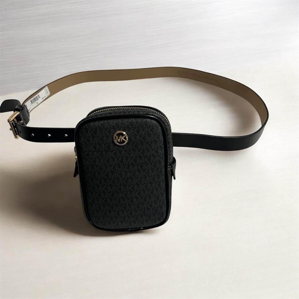 Michael Kors Logo Belt Bag in Black with Gold Hardware - Picture 4 of 5